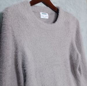 NWT Old Navy Women’s Large Grey Eyelash Fuzzy Sweater Soft Cozy Knit Pullover